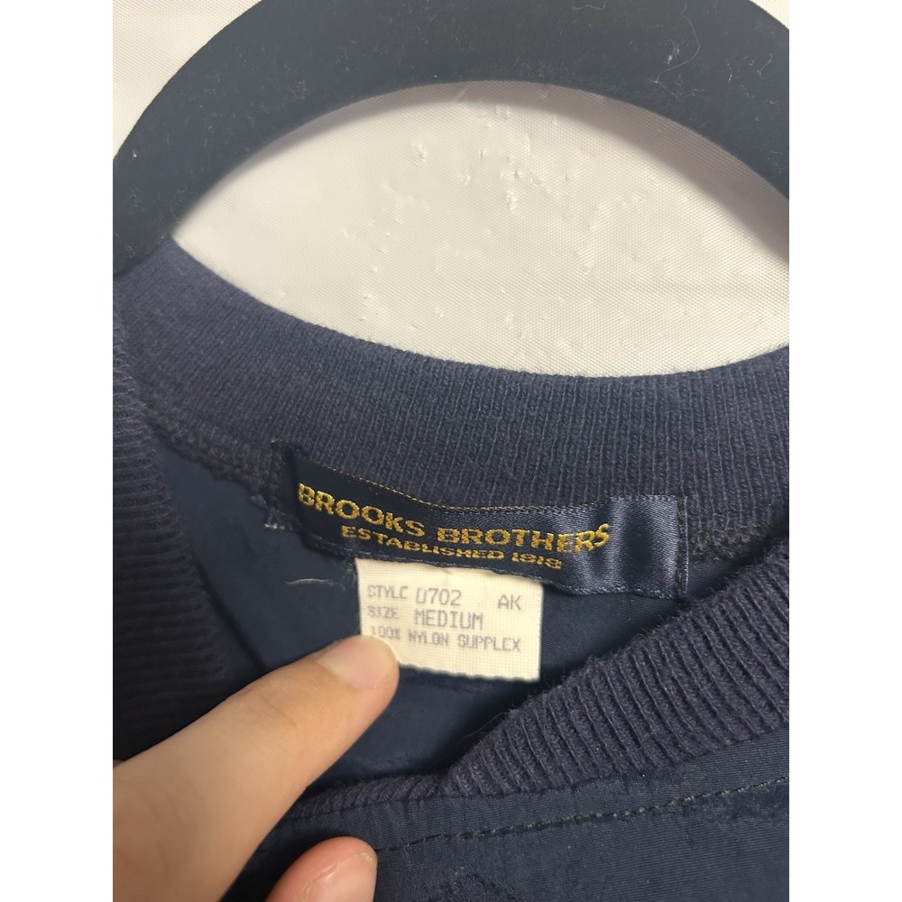 Vintage Brooks Brothers Pullover Men's Medium Nylon Rugby USA‎ Blue Striped - Picture 4 of 4